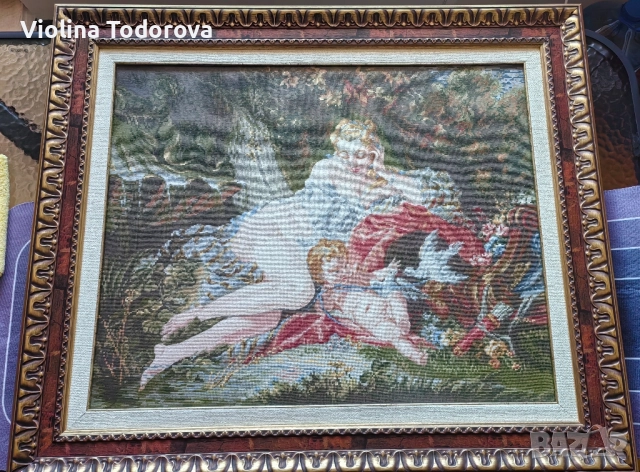 Дървена рамка с паспарту за гоблен 