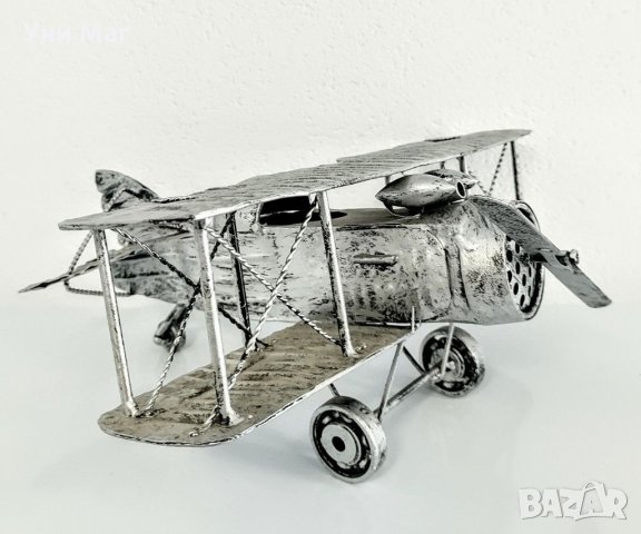 Макет на аероплан от метални части, метален самолет сувенир, декорация, украса, подарък