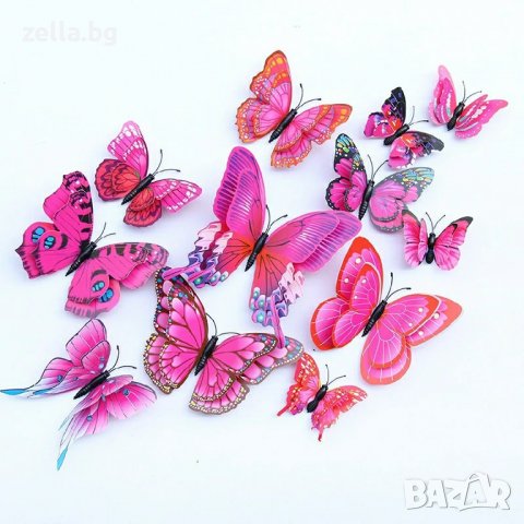 Комплект от 12 декоративни пеперуди, които да поставите на стената 3D с евтини магнитни декорации за, снимка 7 - Декорация за дома - 36629703