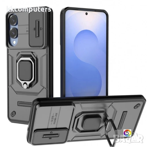 Samsung Galaxy S25 Edge Magnetic Case Lens /Kickstand PC + TPU Удароустойчив Ring Holder Калъф и Про, снимка 2 - Резервни части за телефони - 50614973