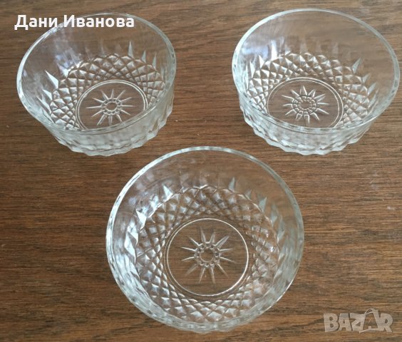 3 бр. стъклени релефни купички за ядки, снимка 2 - Други - 28457855
