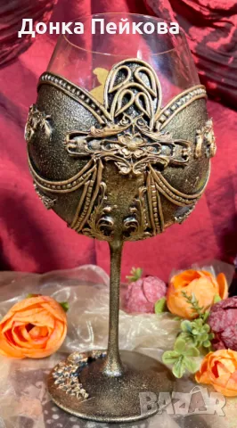 Ръчна изработка чаша за вино, снимка 2 - Чаши - 49301433