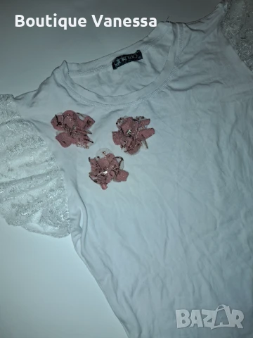 Дамска тениска в бяло , снимка 2 - Тениски - 50733482