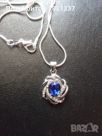 Сребърно колие с кристали , снимка 6 - Колиета, медальони, синджири - 47895937