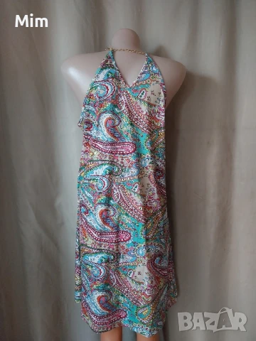 L Флорална рокля с бижу, снимка 2 - Рокли - 50671458