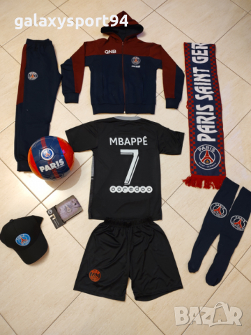 Mbappe 7 + Калци PSG Black Детски Черен Екип сезон 22 Комплект Мбапе, снимка 6 - Футбол - 36561628