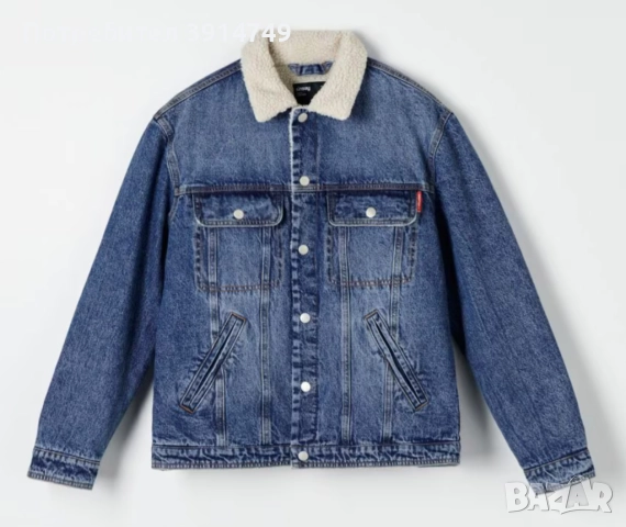 НОВО Дънково, джинсово яке, шерпа хастар, метални копчета 'тик-так';качествен текстил, плътно, топло, снимка 2 - Якета - 51618726
