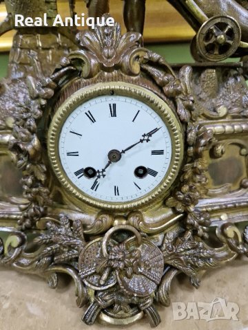 Страхотен антикварен колекционерски френски бронзов каминен часовник , снимка 5 - Антикварни и старинни предмети - 43312650
