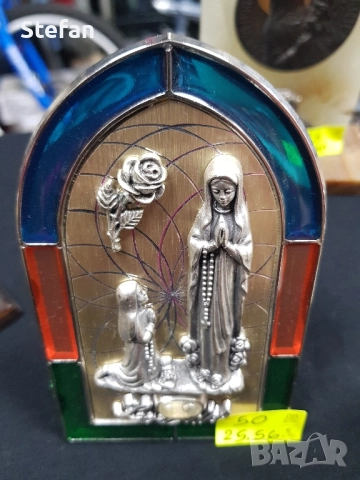 виндиш френска икона с медал Мадона сингова и бяла мраморна, снимка 7 - Антикварни и старинни предмети - 52627176