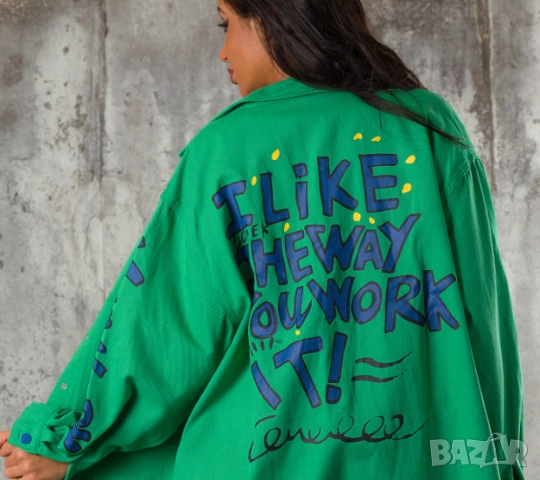 само днес зелено и цикламено яке Exclusive jeans, снимка 2 - Якета - 51988453