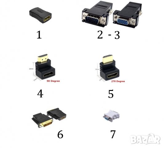 VGA HDMI DVI LAN Adapters пасивни преходници , снимка 2 - Други - 38961036