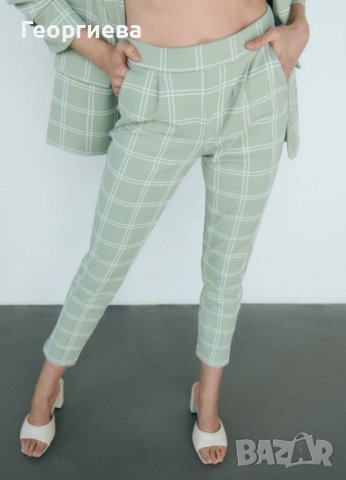 Бледозелен кариран панталон, снимка 3 - Панталони - 37881677
