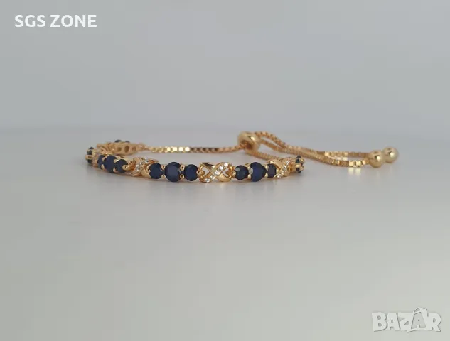 Оригинална и Удобна Гривна от Сребро с Рубини/Изумруди/Сапфири, снимка 2 - Гривни - 49932049