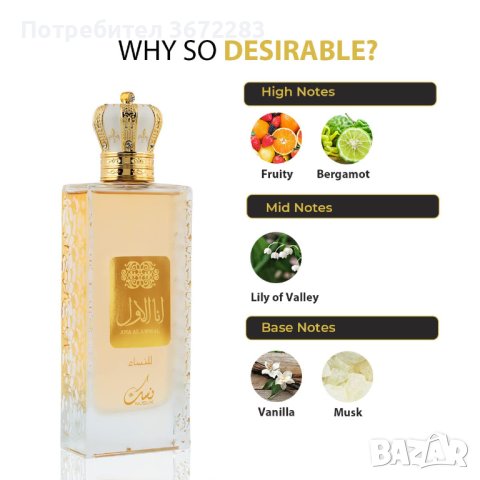 Оригинален Арабски стилен дамски парфюм Ana Al Awwal Nusuk Eau De Parfum , снимка 2 - Дамски парфюми - 43476383