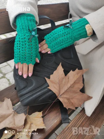 Handmade дамски ръкавици без пръсти с лого, снимка 11 - Ръкавици - 49680236