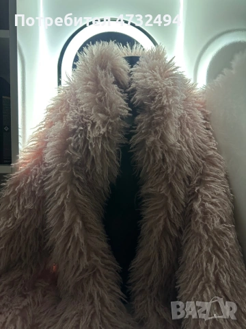 Елегантно розово пухено палто, снимка 2 - Палта, манта - 53542642