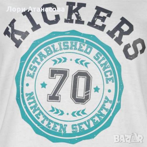  Бяла дамска тениска kickers със свеж принт , снимка 3 - Тениски - 28475758