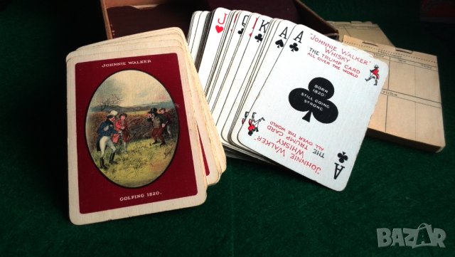 Винтидж тесте карти за игра Johnnie Walker Whisky Golfing Slip Case, снимка 4 - Антикварни и старинни предмети - 43254726