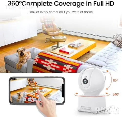 Нова WiFi охранителна камера с двупосочно аудио, 2K HD и интелигентно проследяване, снимка 8 - IP камери - 49923238