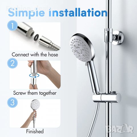 Универсална мощна хромирана душ глава слушалка 5 режима на пръскане, снимка 4 - Други стоки за дома - 35418042