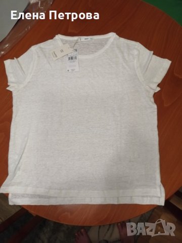 Нова бяла 100% ленена блузка Манго размер М, снимка 3 - Тениски - 37014074