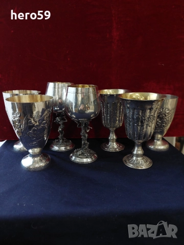 Три двойки маркови Сребърни чаши за вода или бира,вместимост 330 мл.Сребро 800 сребърна кана, снимка 7 - Чаши - 49723132