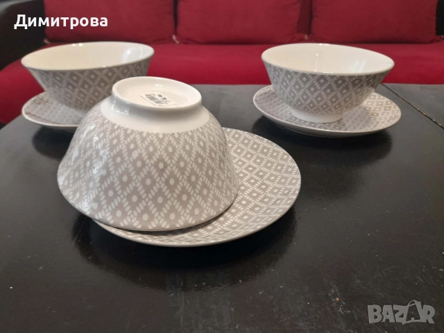 Нов порцеланов комплект за сервиране купи и чинии, снимка 2 - Сервизи - 52909977