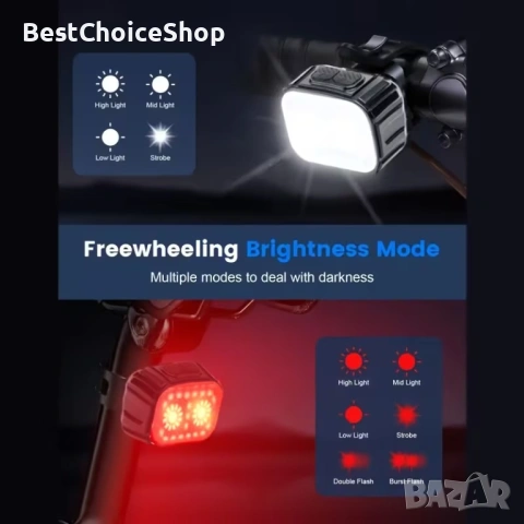 USB презареждащи се велосипедни светлини Предни и задни Супер ярки LED – Водоустойчиви , снимка 4 - Аксесоари за велосипеди - 53133807