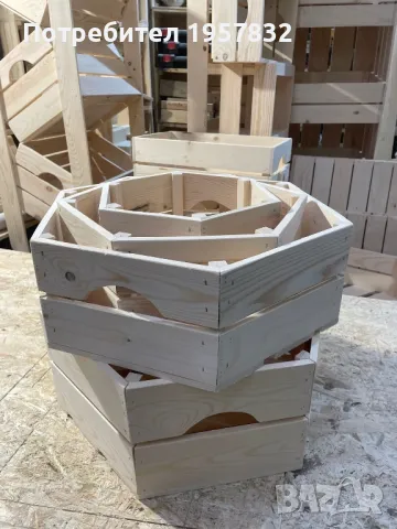 Дървена декоративна Щайга/Хексагон/шестоъгълник, снимка 12 - Оборудване за магазин - 48923019