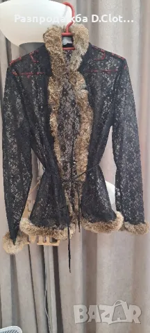 Дантелено сакенце/наметало с естествен пух, снимка 1