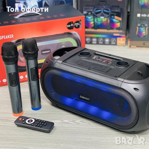 Преносима караоке колона с 2 безжични микрофона, снимка 8 - Bluetooth тонколони - 40059827