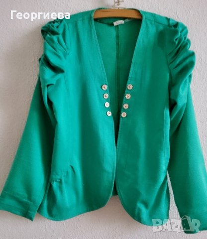 Памучно сако в свежо зелено, снимка 3 - Сака - 37802236