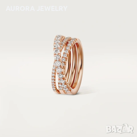 CARTIER Etincelle de Cartier Rose Gold Paved Diamonds Дамски Пръстен, снимка 10 - Пръстени - 53236864