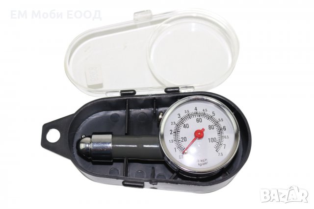 Манометър за гуми, метален в кутийка, снимка 3 - Аксесоари и консумативи - 33105264