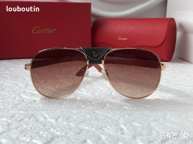 Cartier 2022 мъжки слънчеви очила с кожа, снимка 2 - Слънчеви и диоптрични очила - 37372016