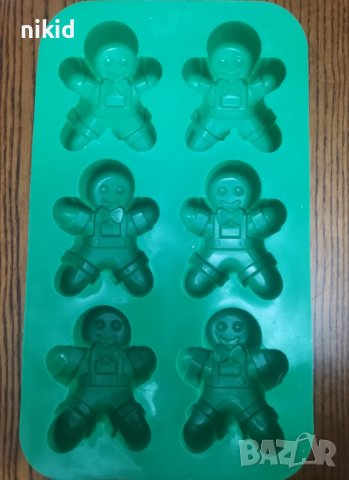 6 бр Голямо Джинджифилово Човече Джинджифилови човечета силиконов молд форма гипс шоколад сапун кекс, снимка 2 - Форми - 39224224