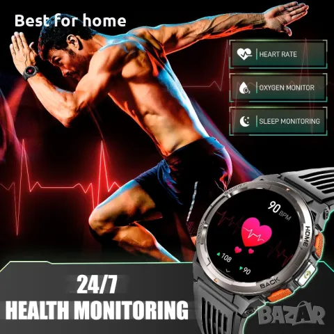 Мъжки смарт часовник с LED фенерче LaNikar, снимка 7 - Друга електроника - 49940954