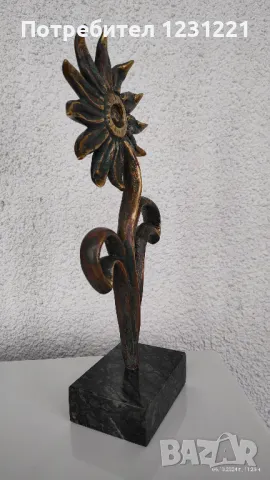 Цвете-статуетка бронз, снимка 3 - Статуетки - 41513209