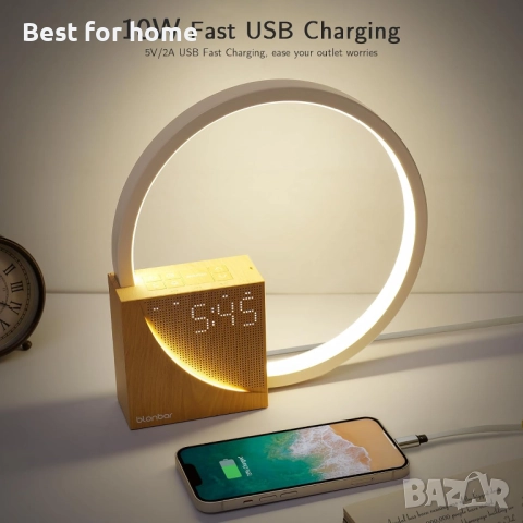 Нощна, LED , сензорна лампа за събуждане с 10 звуци, 2 будилника, 3 нива на яркост, снимка 6 - Настолни лампи - 51472668