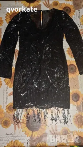 Черна рокля с пайети на Frock and frill, снимка 2 - Рокли - 47465875