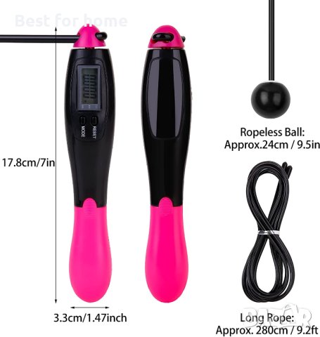 2 в 1 Безжично въже за скачане +Скоростно въже за скачане за тренировки,Регулируема дължина, снимка 3 - Фитнес уреди - 40338114