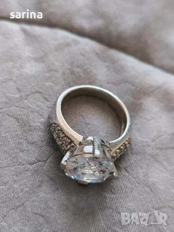 Сребърен пръстен с камък, снимка 8 - Пръстени - 52935615