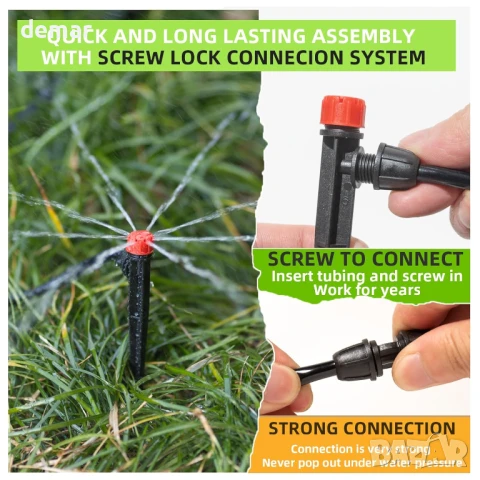 Комплект за капково напояване с тръба 10 метра 1/2 инча, тръба 60 метра 1/4 инча и всичко необходимо, снимка 4 - Напояване - 50948093