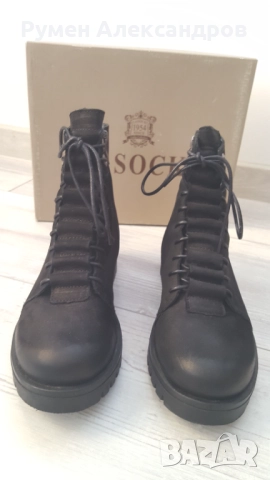 Черни дамски кожени боти Lasocki размер 38 от набук, снимка 6 - Дамски боти - 52111355