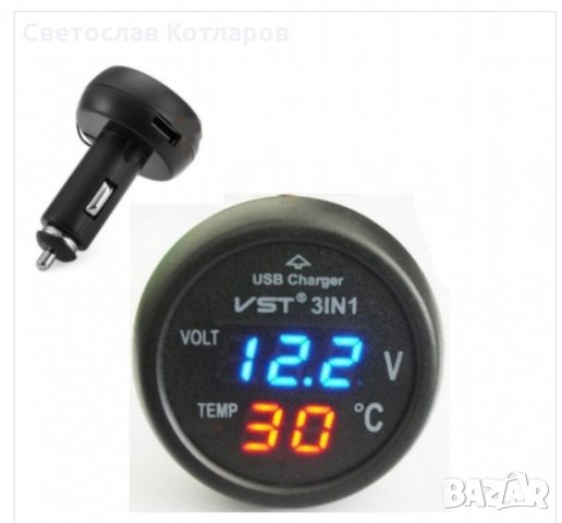 волтметър с термометър и USB