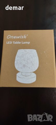 ONEWISH Нощна LED лампа с абажур от бяло опалово стъкло, снимка 8 - Лед осветление - 44071655