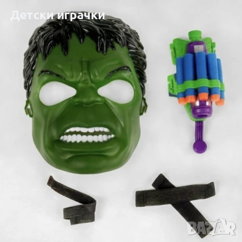 Комплект Хълк маска с нърф изтрелвачка с меки патрони , снимка 3 - Други - 48253190