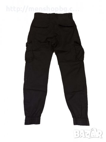 Черен карго панталон с ластик на глезена, снимка 2 - Панталони - 39001259
