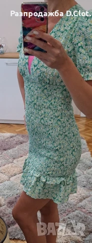 зелена набрана рокля S 