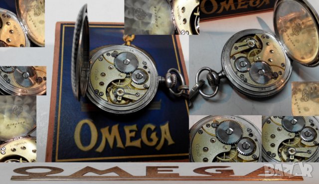 Рядък джобен часовник ОМЕГА сребро ниело OMEGA, снимка 12 - Джобни - 32497082